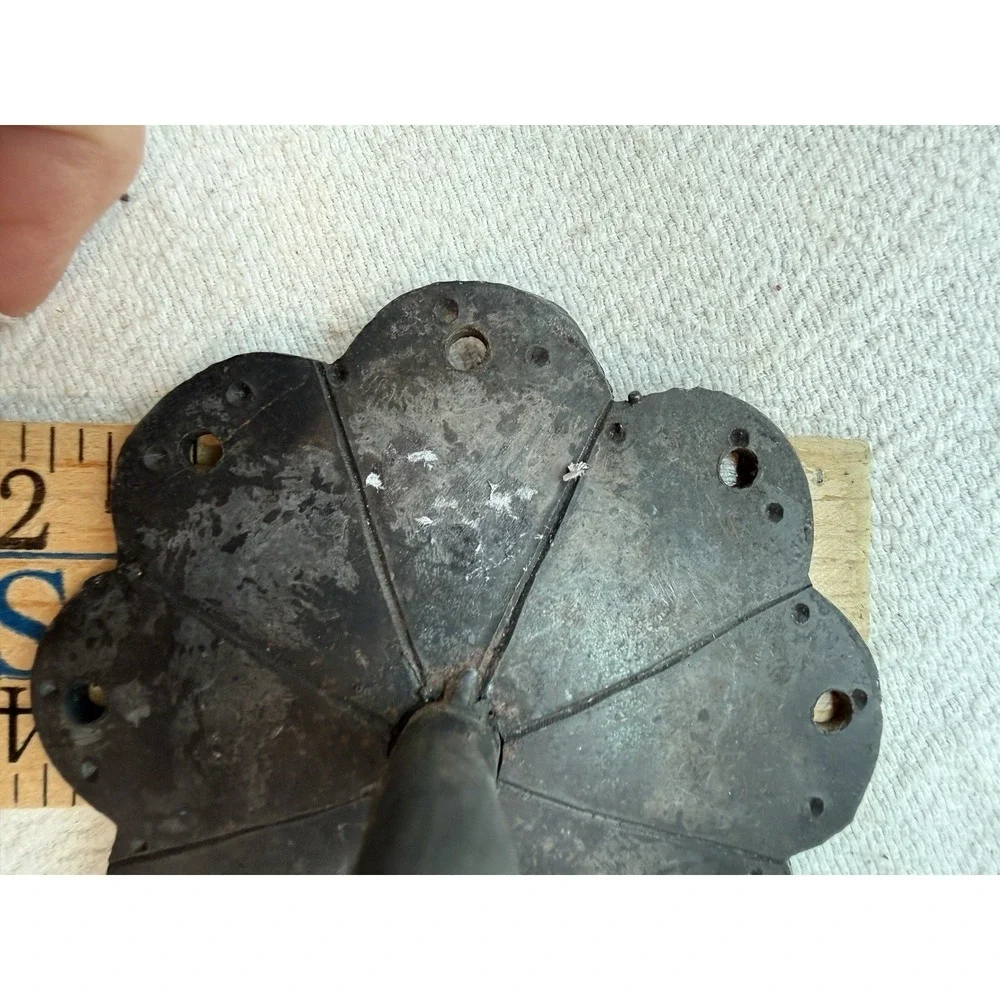 VTG Hand Forged Iron Wall Hook Scalloped Flower Backplate Rustic Farmhouse